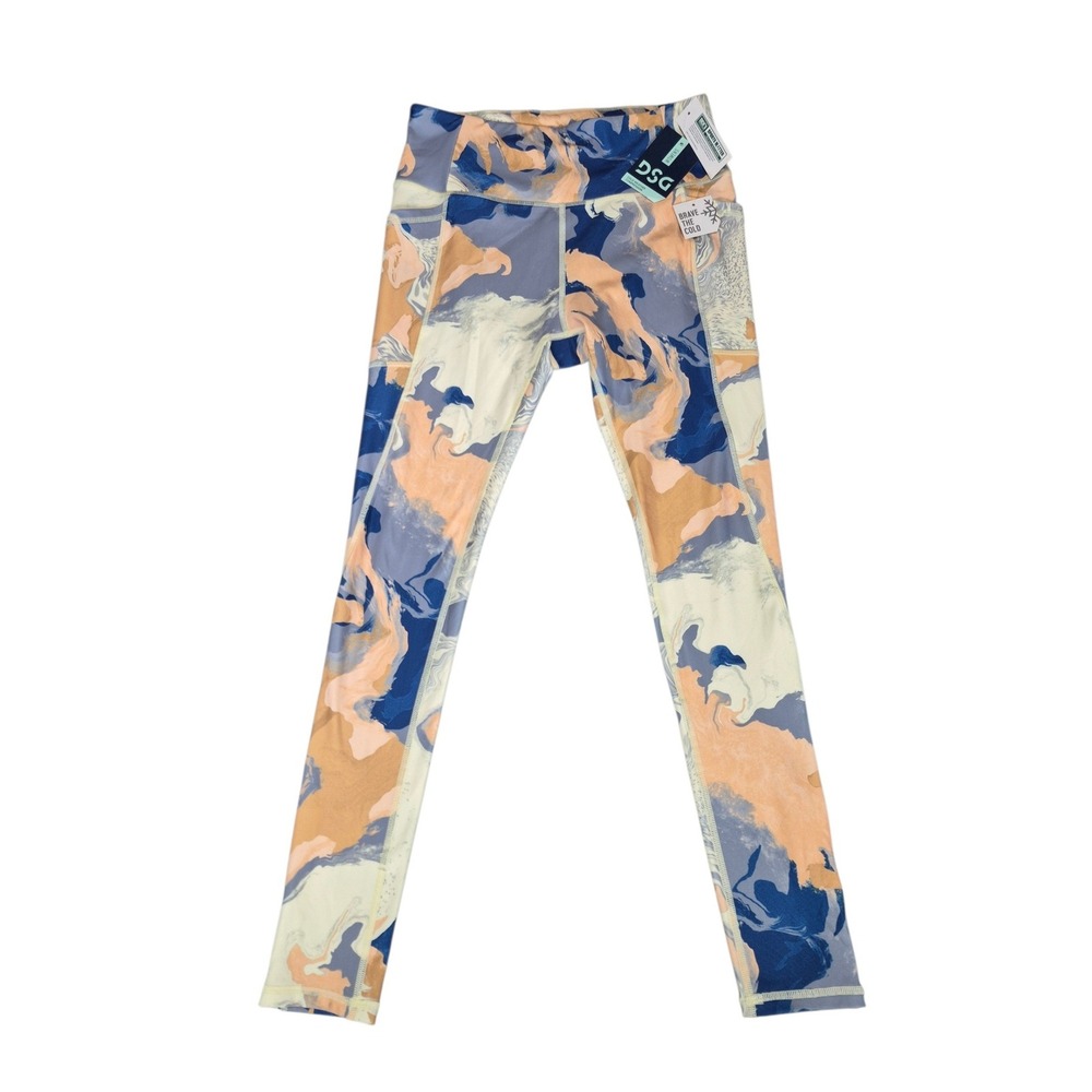 DSG Womens Cold Weather Compression High Rise Tight Marble Blue Orange M NWT